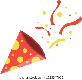 Party Popper icon isolated on white background. Exploding party popper with confetti. Celebration concept. Vector stock
