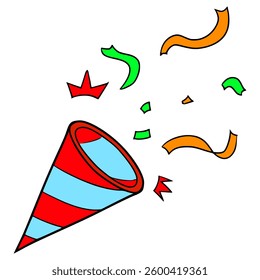 party popper illustration hand drawn isolated vector