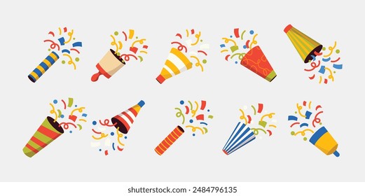 Party Popper Illustration Vector Set