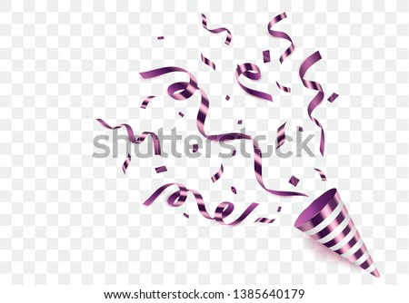 Party Popper is isolated. Bright confetti. Vector illustration Happy birthday concept.