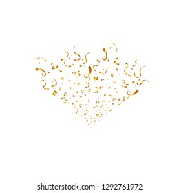 Party popper isolated. Golden confetti. Vector illustration. Happy birthday concept