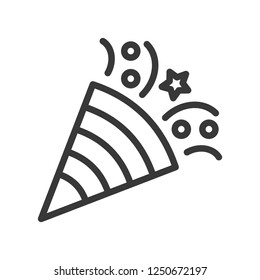 Party popper vector, Christmas related line design icon