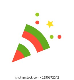 Party popper vector, Christmas related flat design icon