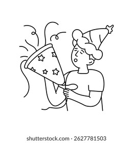 Party Poppers vector outline illustrations. EPS 10 file