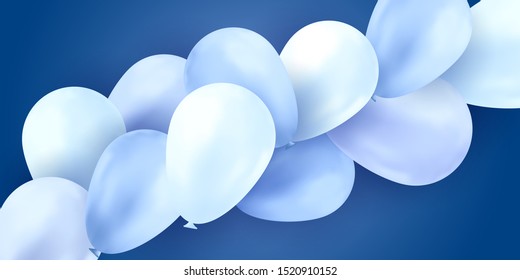 Party poster. Birthday vector banner. Colorful realistic flyer. Gift balloon poster.