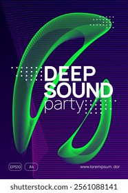 Party Poster. Blue Dance Banner. Nightclub Disco Invitation. Green Techno Background. Night Club Event. Festival Vector. Edm Trance Element. Pink Party Poster