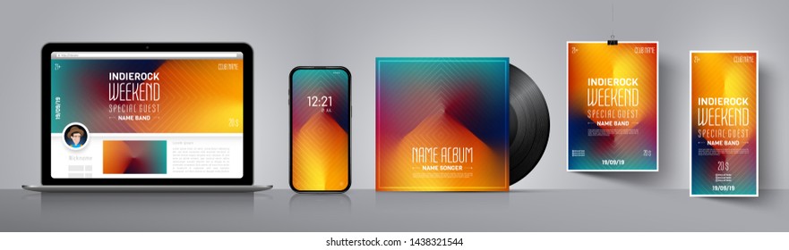 Party poster. Branding design. Abstract banner vector template. Wallpaper background for smartphone. Modern template design. Orange, abstract cool background. Music dance event.Set vector illustration