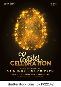 Party poster design for Easter Celebrations with golden egg.