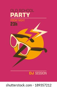 Diseño de afiches de fiesta con gafas de sol. Ilustración vectorial.