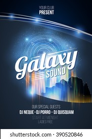 Party poster or flyer background. Galaxy sound flyer. 