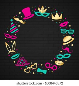 Party poster - layout with funny icons. Vector.