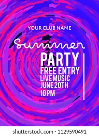Party poster for night club. Template of invitation for summer party. Modern marble flyer design. Trance, Deep house, electronic, silent party. Eps10 vector template.