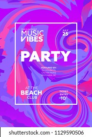 Party poster for night club. Template of invitation for summer party. Modern marble flyer design. Trance, Deep house, electronic, silent party. Eps10 vector template.