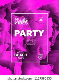 Party poster for night club. Template of invitation for summer party. Modern marble flyer design. Trance, Deep house, electronic, silent party. Eps10 vector template.