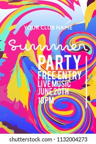 Party poster for night club. Template of invitation for summer party. Modern marble flyer design. Trance, Deep house, electronic, silent party. Eps10 vector template.
