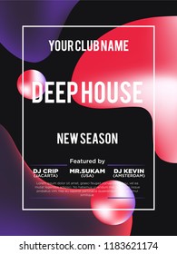 Party poster for night club. Template of invitation for summer party. Modern marble flyer design. Trance, Deep house, electronic, silent party. Eps10 vector template. Abstract background. 