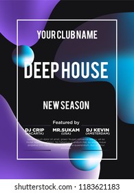 Party poster for night club. Template of invitation for summer party. Modern marble flyer design. Trance, Deep house, electronic, silent party. Eps10 vector template. Abstract background. 