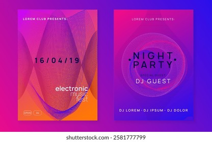 Party Poster. Psychedelic Audio Illustration. Green Sound Magazine. Music Banner. Night Club Festival Element. Pink Dj Design. Electro Invite. Violet Party Poster