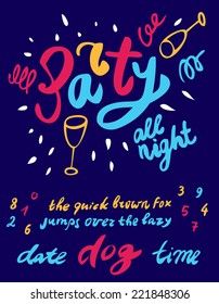 Party poster template with all handwritten letters and numbers