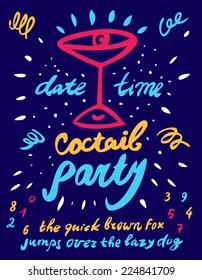 Party poster template with all handwritten letters and numbers