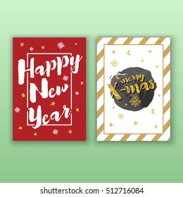 Party poster template with glitter decoration for Christmas and happy new year 2017.
Vertical Christmas greeting card template for print. Vector illustration