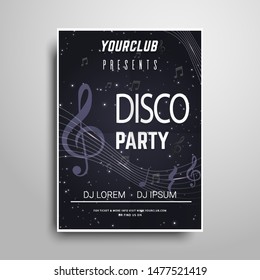 Party poster template.Disco party vertical flyer sample