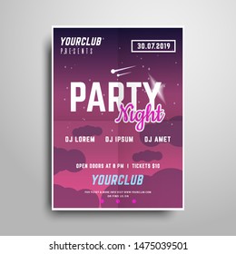 Party poster template.Night party vertical flyer sample