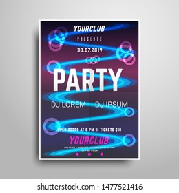 Party poster template.Night party vertical flyer sample