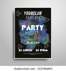 Party poster template.Night party vertical flyer sample