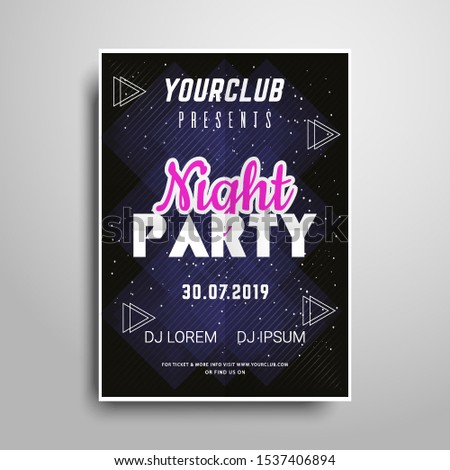 Party poster template.Night party vertical flyer sample