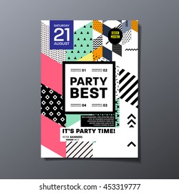 Party poster, trendy geometric pattern