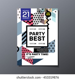 Cartel de la fiesta, patrón geométrico de moda