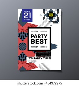 Cartel de la fiesta, patrón geométrico de moda