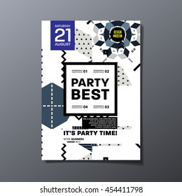 Cartel de la fiesta, patrón geométrico de moda