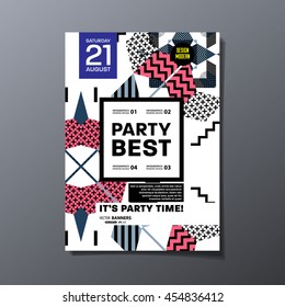 Cartel de la fiesta, patrón geométrico de moda