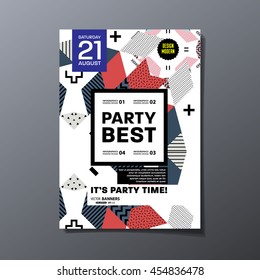 Cartel de la fiesta, patrón geométrico de moda