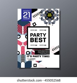Cartel de la fiesta, patrón geométrico de moda