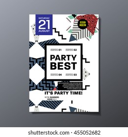 Cartel de la fiesta, patrón geométrico de moda