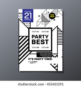Cartel de la fiesta, patrón geométrico de moda