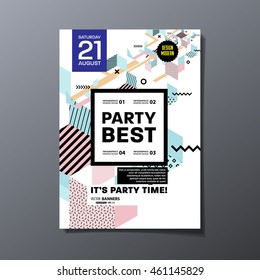 Cartel de la fiesta, patrón geométrico de moda