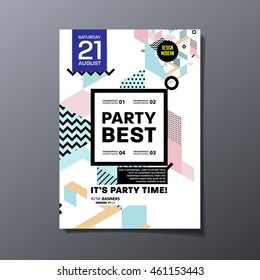 Cartel de la fiesta, patrón geométrico de moda