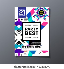 Cartel de la fiesta, patrón geométrico de moda