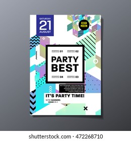 Cartel de la fiesta, patrón geométrico de moda