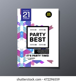 Cartel de la fiesta, patrón geométrico de moda