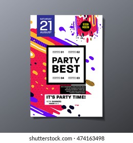 Cartel de la fiesta, patrón geométrico de moda