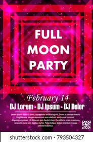 Party poster vector background template with particles, plexus lines, highlight and modern geometric shapes 
