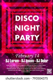 Party poster vector background template with particles, plexus lines, highlight and modern geometric shapes 