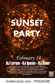 Party poster vector background template with particles, plexus lines, highlight and modern geometric shapes in pink and blue colors.
