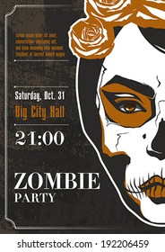 Party poster. Zombie girl 