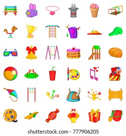 Party present icons set. Cartoon style of 36 party present vector icons for web isolated on white background